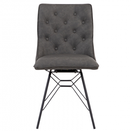 Studded Back Chair with Ornate Legs in Grey