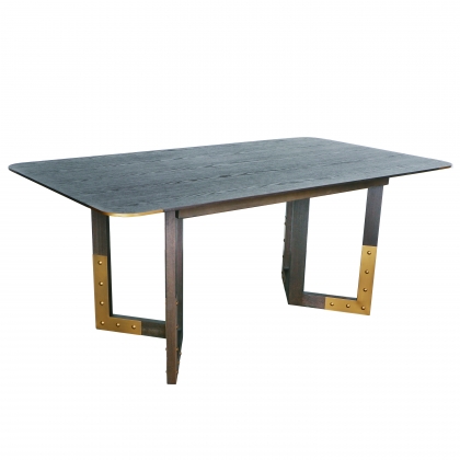 Ridgley Dark Wood 1.8m Fixed Top Table with Gold Legs