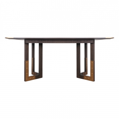 Ridgley Dark Wood 1.8m Fixed Top Table with Gold Legs