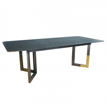 Ridgley Dark Wood 2.4m Fixed Top Table with Gold Legs