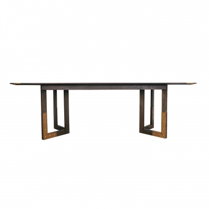 Ridgley Dark Wood 2.4m Fixed Top Table with Gold Legs