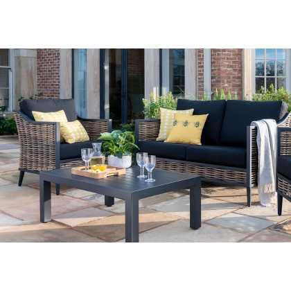 Langley Garden Lounging Sofa with Chair and Coffee Table Set