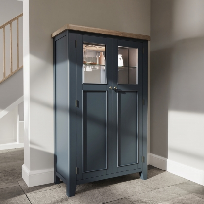 Smoked Painted Blue Oak Drinks Cabinet