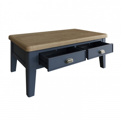 Smoked Painted Blue Oak Large Coffee Table