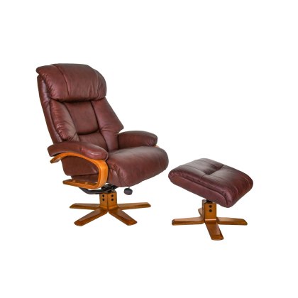 Nice Leather Swivel Recliner Chair & Stool Nice Leather Swivel Recliner Chair & Stool