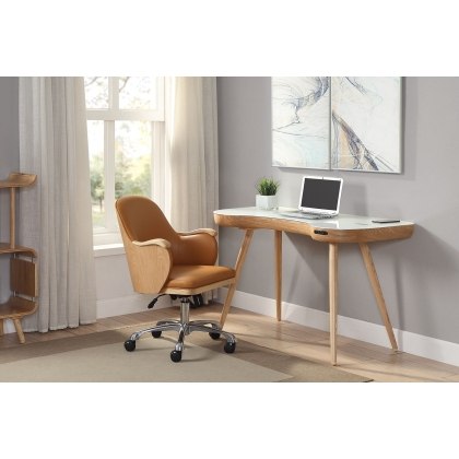 San Francisco Smart Desk - Oak/White Glass Top San Francisco Smart Desk - Oak/White Glass Top