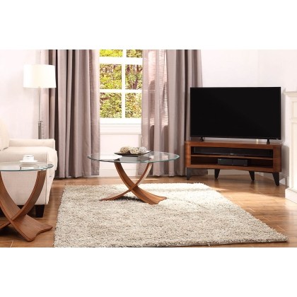 Siena Glass Coffee Table - Walnut