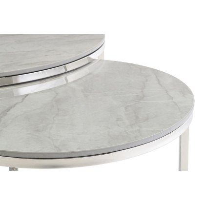 Houston Round Coffee Table Set in Vilas Grey