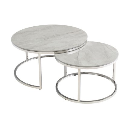 Houston Round Coffee Table Set in Vilas Grey