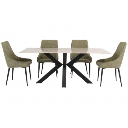 Cleveland 1.8m Dining Set in Rebecca Grey with x4 Cleveland Chairs