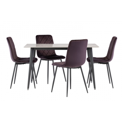 Indy 1.3m Dining Set in Rebecca Grey with x4 Indy Chairs