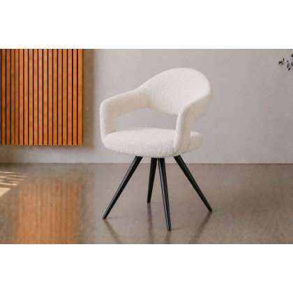 Jasmine Boucle Fabric Misty Grey Dining Chair (Pair)