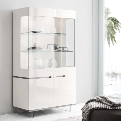 ALF Artemide Curio Display Cabinet 2 Door in White High Gloss