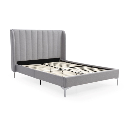 Aviary Upholstered Bed Frame in Grey Faux Wool