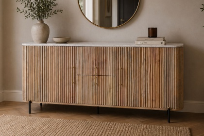 Reed Mango Wood & Marble Wide Sideboard