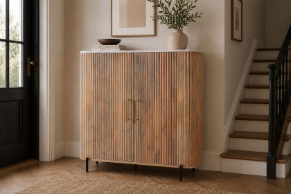 Reed Mango Wood & Marble Highboard
