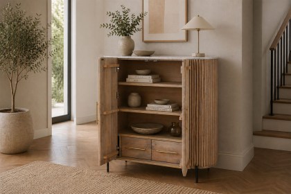 Reed Mango Wood & Marble Highboard