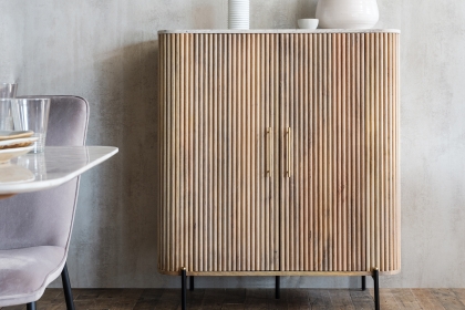 Reed Mango Wood & Marble Highboard Reed Mango Wood & Marble Highboard
