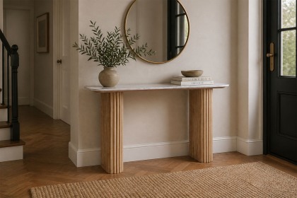 Reed Mango Wood & Marble Console Table