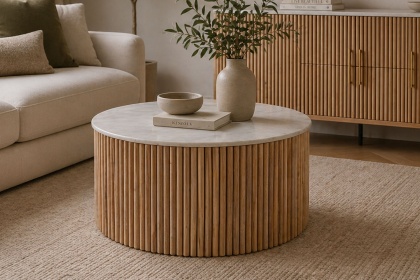 Reed Mango Wood & Marble Coffee Table