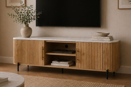 Reed Mango Wood & Marble TV Unit