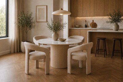 Reed Mango Wood & Marble 120cm Round Dining Table