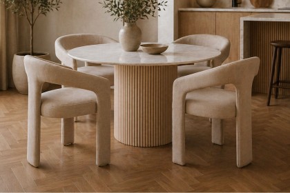 Reed Mango Wood & Marble 120cm Round Dining Table