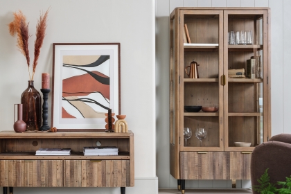 Fairfax Reclaimed Slatted Wood Display Cabinet