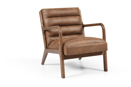 Imogen Brown PU Chair with Dark Wood Frame