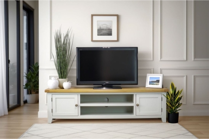Cotswold Grey Painted Oak Extra Large TV Stand 180cm Wide