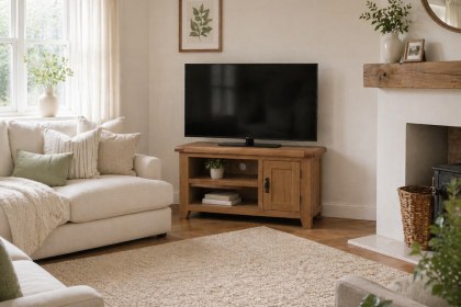 Cotswold Rustic Oak Small TV Stand 91cm Wide