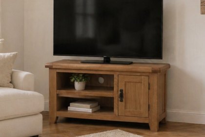 Cotswold Rustic Oak Small TV Stand 91cm Wide