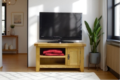 Cotswold Rustic Oak Small TV Stand 91cm Wide