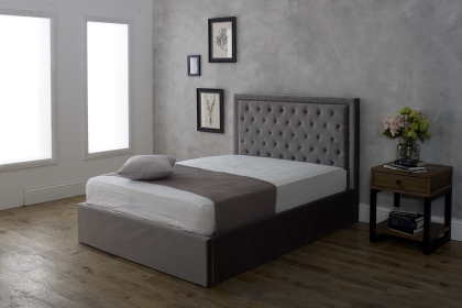 Rockford Fabric Ottoman Storage Bed Frame in Silver