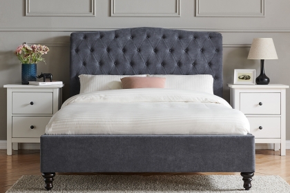 Rosalie Fabric Bed Frame in Dark Grey