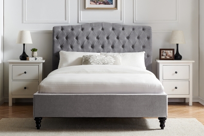 Rosalie Fabric Bed Frame in Light Grey