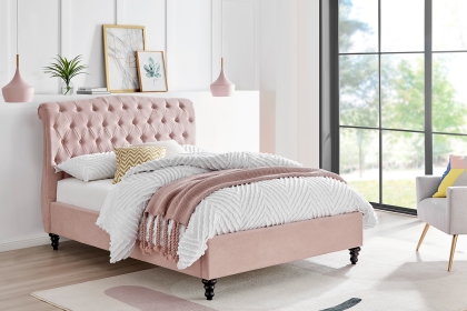 Rosalie Fabric Bed Frame in Pink