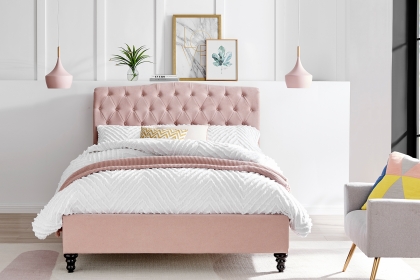 Rosalie Fabric Bed Frame in Pink