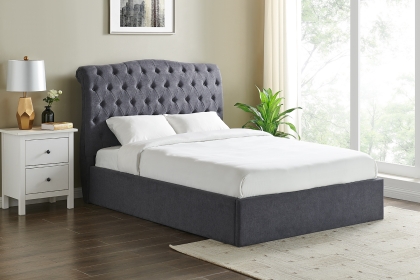 Rosalie Fabric Ottoman Storage Bed Frame in Dark Grey