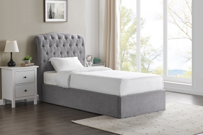 Rosalie Fabric Ottoman Storage Bed Frame in Light Grey
