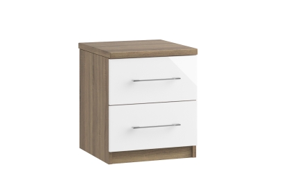 Calgary High-Gloss 2 Drawer Bedside Table