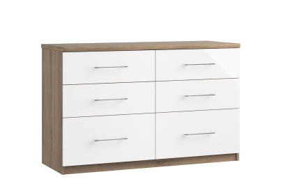 Calgary High-Gloss 6 Drawer Twin Chest of Drawers Calgary High-Gloss 6 Drawer Twin Chest of Drawers