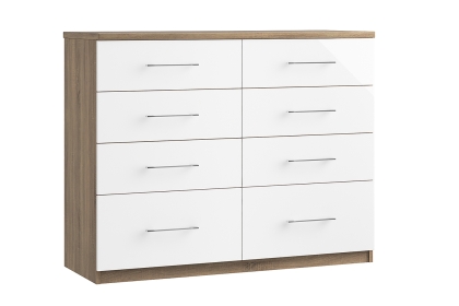 Calgary High-Gloss 8 Drawer Twin Chest of Drawers