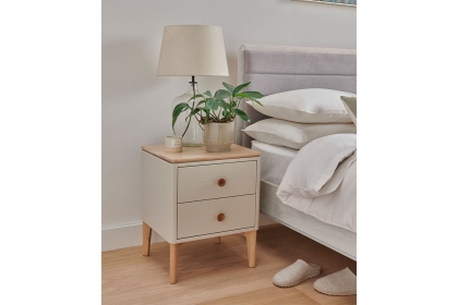Vida Living Marlow Bedside Table in Cashmere Oak and Taupe