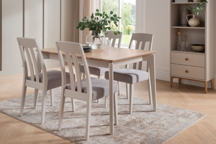 Vida Living Marlow Ext 125-165cm Dining Table Set in Cashmere Oak and Taupe
