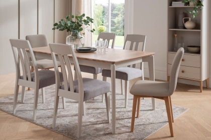 Vida Living Marlow Ext 160-200cm Dining Table Set in Cashmere Oak and Taupe Vida Living Marlow Ext 160-200cm Dining Table Set in Cashmere Oak and Taupe