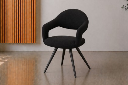 Jasmine Boucle Fabric Black Dining Chair (Pair)