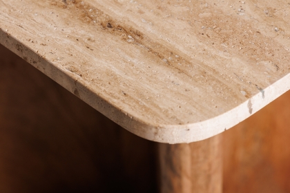 Eden Mango Wood Console Table with Travertine Tops
