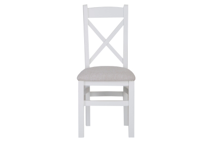 Eton Painted White Oak Cross Back Dining Chair with Fabric Seat