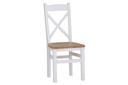 Eton Painted White Oak Cross Back Dining Chair with Wooden Seat